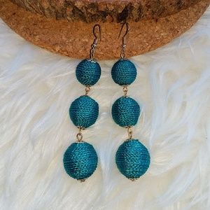 handmade teal drop earrings
